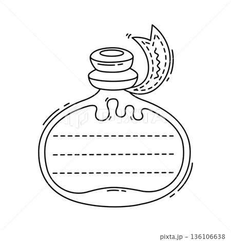 Magic potion bottle kids memo note template. Child diary page vector checklist, daily planner To Do list frame. Kid scrapbook sticker or children schedule memo note with potion vial or elixir bottle Magic potion bottle kids memo note template. Child diary page vector checklist, daily planner To Do list frame. Kid scrapbook sticker or children schedule memo note with potion vial or elixir bottle 136106638