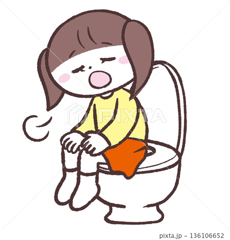 トイレでため息をつく女の子のイラスト トイレでため息をつく女の子のイラスト 136106652