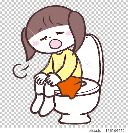 Illustration of a girl sighing in the toilet Illustration of a girl sighing in the toilet 136106652