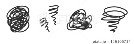 もやもや・ぐしゃぐしゃ・ぐるぐるした感情を表す手書き線画イラスト 不安や混乱の抽象イメージ もやもや・ぐしゃぐしゃ・ぐるぐるした感情を表す手書き線画イラスト 不安や混乱の抽象イメージ 136106734