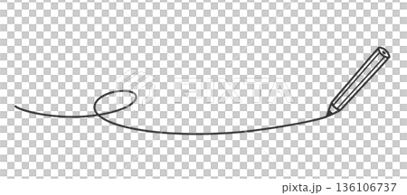 鉛筆で一本の線を引く手書きイラスト　説明や文章を書き足せるシンプルな余白素材 136106737