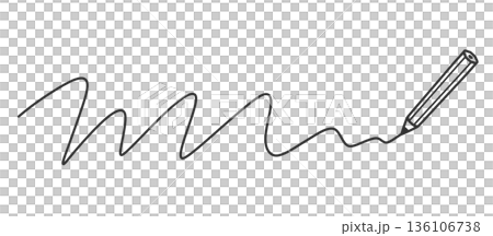 鉛筆ラインの手描きイラスト  ジグザグの線  考え中・迷い・プロセス 136106738