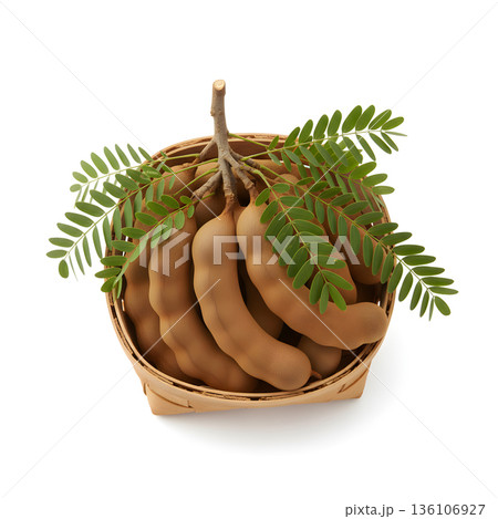 Tamarind Fruit Full Round Woven Basket 136106927