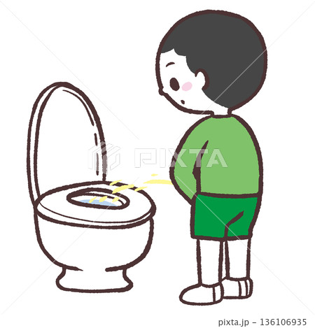 立ってトイレする男の子のイラスト 136106935