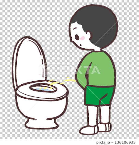 立ってトイレする男の子のイラスト 136106935