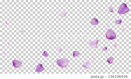 紫色花瓣在空中飄舞的插圖（16:9） 136106936