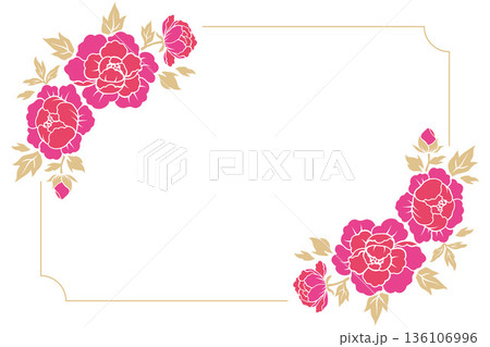 エレガントな牡丹の花の飾りフレーム 136106996