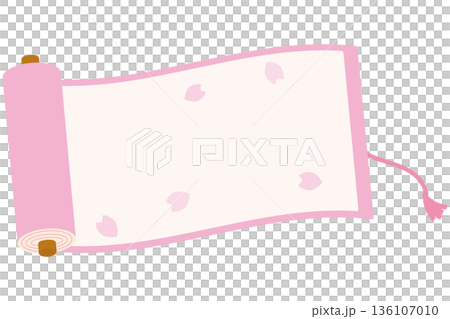 粉紅色捲軸畫框，飾以櫻花圖案 136107010