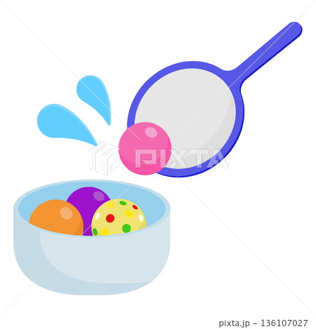 スーパーボールすくい　ポイ　素材　イラスト 136107027