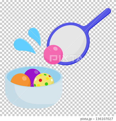 スーパーボールすくい　ポイ　素材　イラスト 136107027