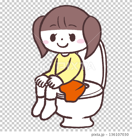 圖：一個女孩坐在馬桶上 136107030