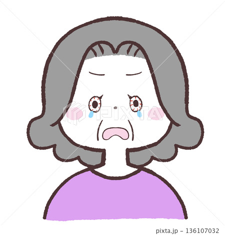 目が充血しているシニア女性のイラスト 136107032