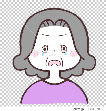 Illustration of a senior woman with bloodshot eyes Illustration of a senior woman with bloodshot eyes 136107032