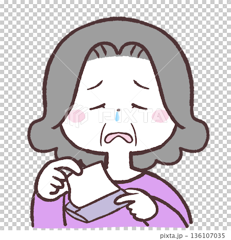 鼻水が出るシニア女性のイラスト 136107035