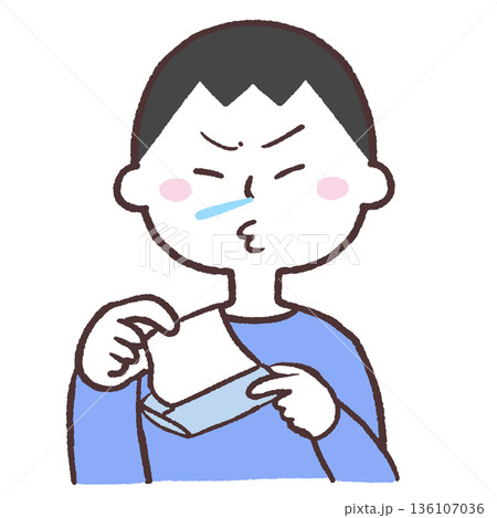 鼻水が出る男性のイラスト 136107036