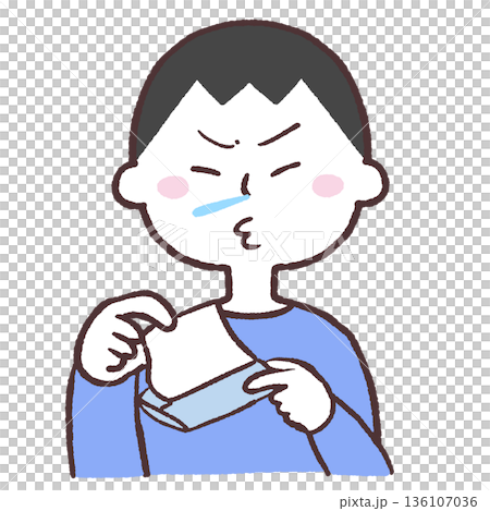 鼻水が出る男性のイラスト 136107036