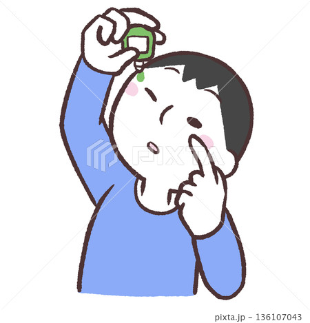 目薬をさす男性のイラスト 136107043