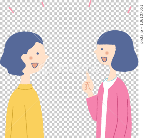 話をしている女性二人 136107051