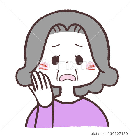 肌荒れを起こすシニア女性のイラスト 肌荒れを起こすシニア女性のイラスト 136107180