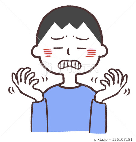 肌荒れを起こす男性のイラスト 肌荒れを起こす男性のイラスト 136107181