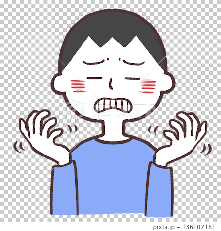 肌荒れを起こす男性のイラスト 肌荒れを起こす男性のイラスト 136107181
