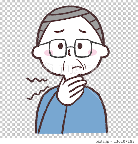 喉が痛いシニア男性のイラスト 喉が痛いシニア男性のイラスト 136107185