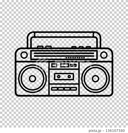 Boombox line drawing Boombox line drawing 136107380