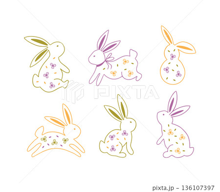 Easter whimsy bunny line art drawing Easter whimsy bunny line art drawing 136107397