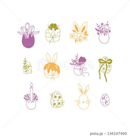 Happy Easter hand drawn art drawing Happy Easter hand drawn art drawing 136107400