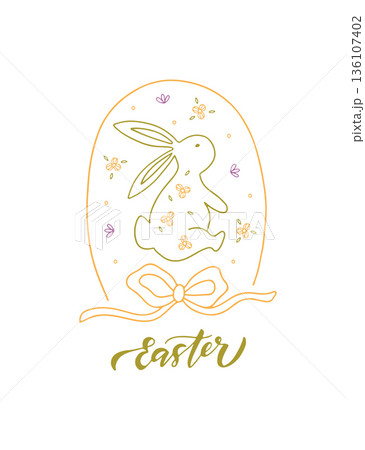 Easter holiday hand drawn line art Easter holiday hand drawn line art 136107402