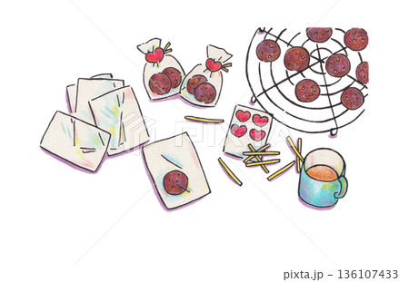バレンタインの準備　イラスト 136107433