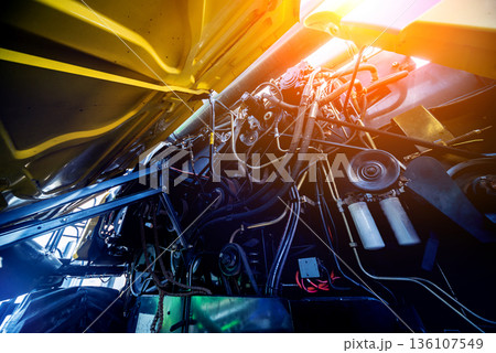 Harvester engine. Gear chains and new modern mechanisms. Harvester engine. Gear chains and new modern mechanisms. 136107549