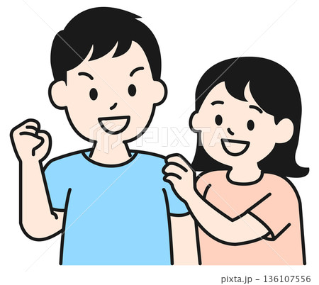 寄り添う若い夫婦 寄り添う若い夫婦 136107556