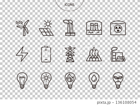 Energy power generation icon pictogram vector illustration set Energy power generation icon pictogram vector illustration set 136108054