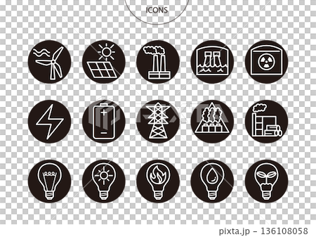 Energy power generation icon pictogram vector illustration set Energy power generation icon pictogram vector illustration set 136108058