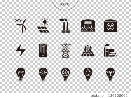 Energy power generation icon pictogram vector illustration set Energy power generation icon pictogram vector illustration set 136108062