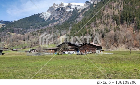 Interlaken, Switzerland - March 17 2023: Surrounding View of Mountanious Interlaken Interlaken, Switzerland - March 17 2023: Surrounding View of Mountanious Interlaken 136108200