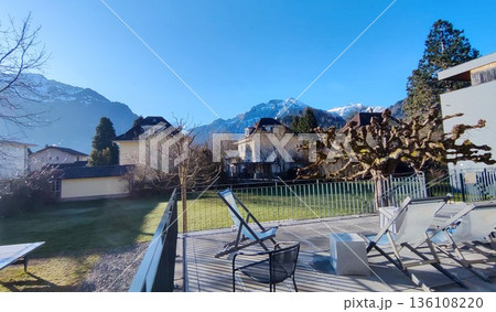 Interlaken,  Switzerland - March 17 2023: Surrounding View of Mountanious Interlaken  136108220