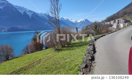 Interlaken,  Switzerland - March 17 2023: Surrounding View of Mountanious Interlaken  136108249