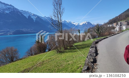 Interlaken,  Switzerland - March 17 2023: Surrounding View of Mountanious Interlaken  136108250