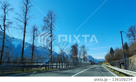 Interlaken,  Switzerland - March 17 2023: Surrounding View of Mountanious Interlaken  136108254