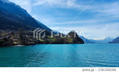 Interlaken, Switzerland - March 17 2023: Surrounding View of Mountanious Interlaken Interlaken, Switzerland - March 17 2023: Surrounding View of Mountanious Interlaken 136108280