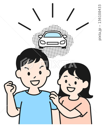 車を購入する夫婦 車を購入する夫婦 136108433