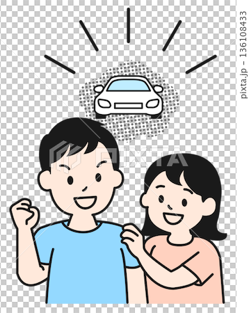 車を購入する夫婦 車を購入する夫婦 136108433