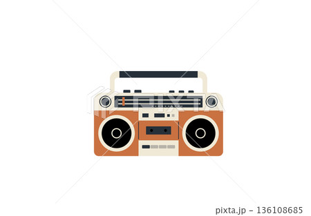 レトロカラーのラジカセ 136108685