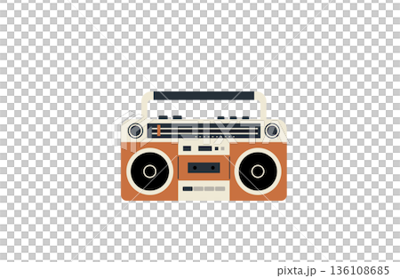 レトロカラーのラジカセ 136108685