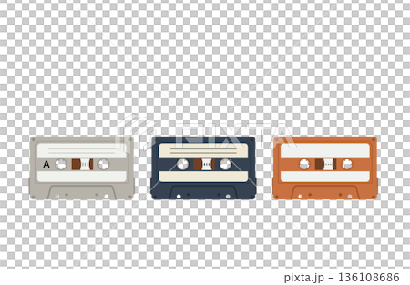 レトロカラーのカセットテープのバリエーション 136108686