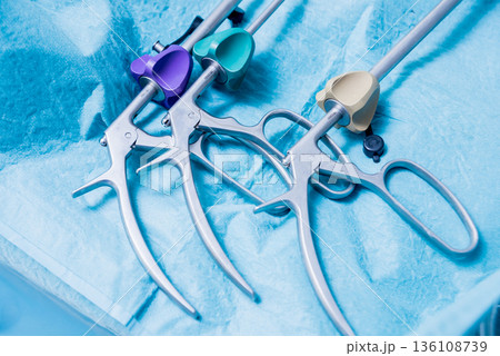 Modern equipment in operating room. Medical devices for neurosurgery. Modern equipment in operating room. Medical devices for neurosurgery. 136108739