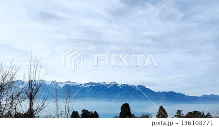 Interlaken,  Switzerland - March 17 2023: Surrounding View of Mountanious Interlaken  136108771