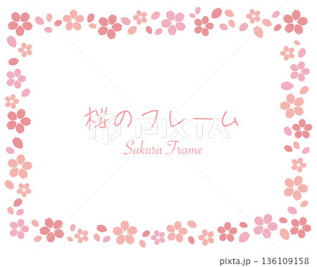 かわいい桜のイラストで彩られた春のフレーム。 かわいい桜のイラストで彩られた春のフレーム。 136109158